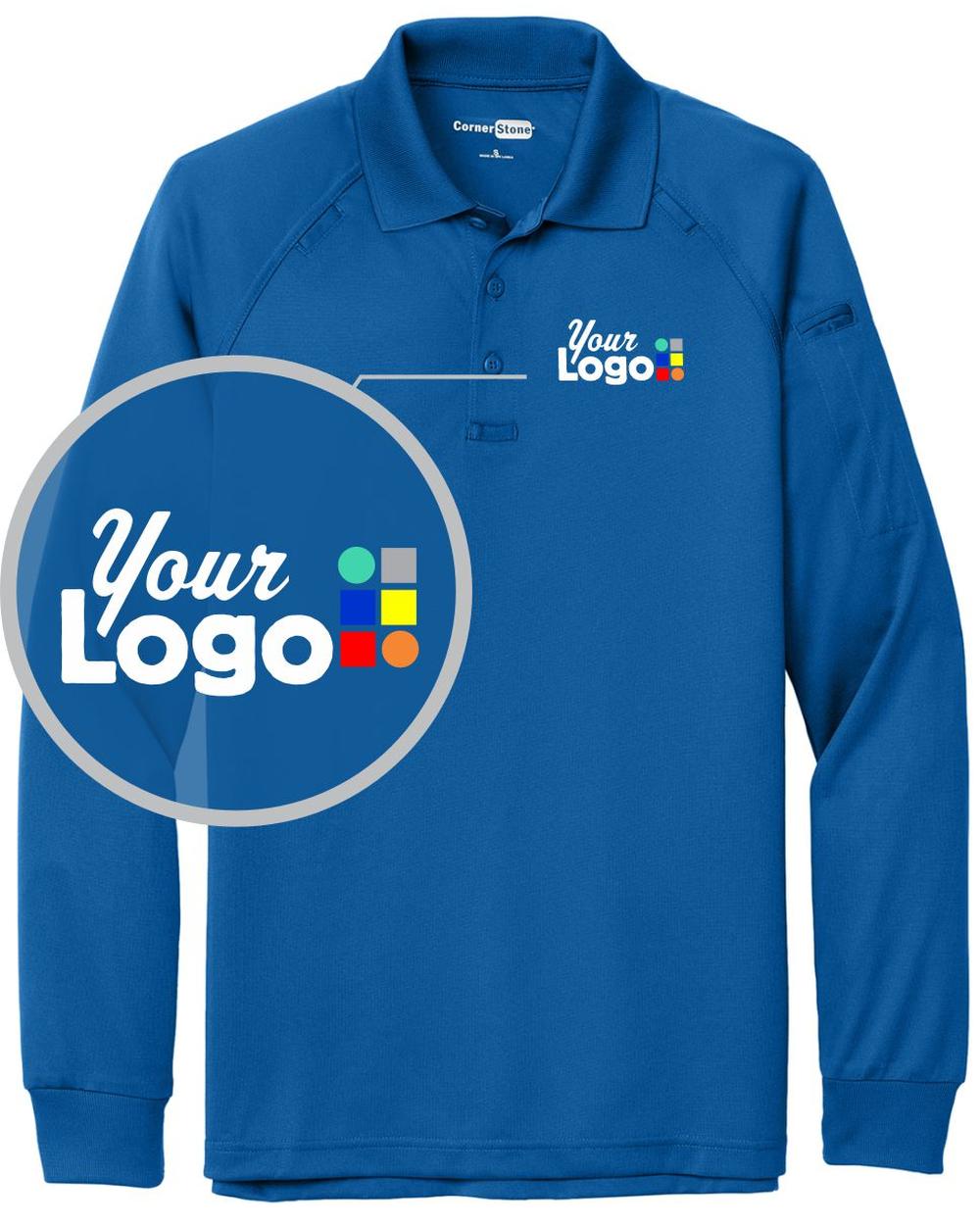 CornerStone L/S Select Snag-Proof Tactical Custom Golf Shirt, color: Tan