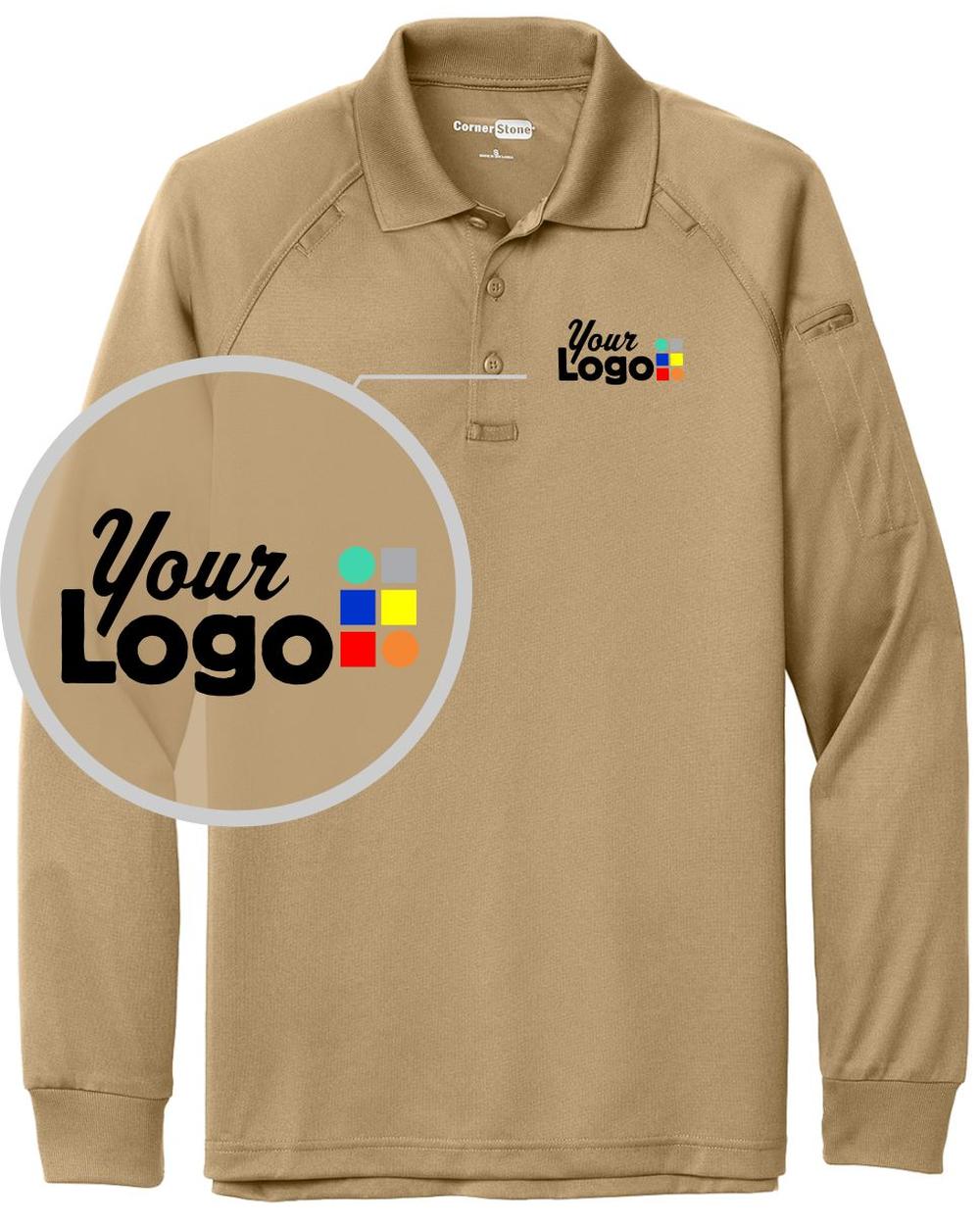 CornerStone L/S Select Snag-Proof Tactical Custom Golf Shirt, color: White