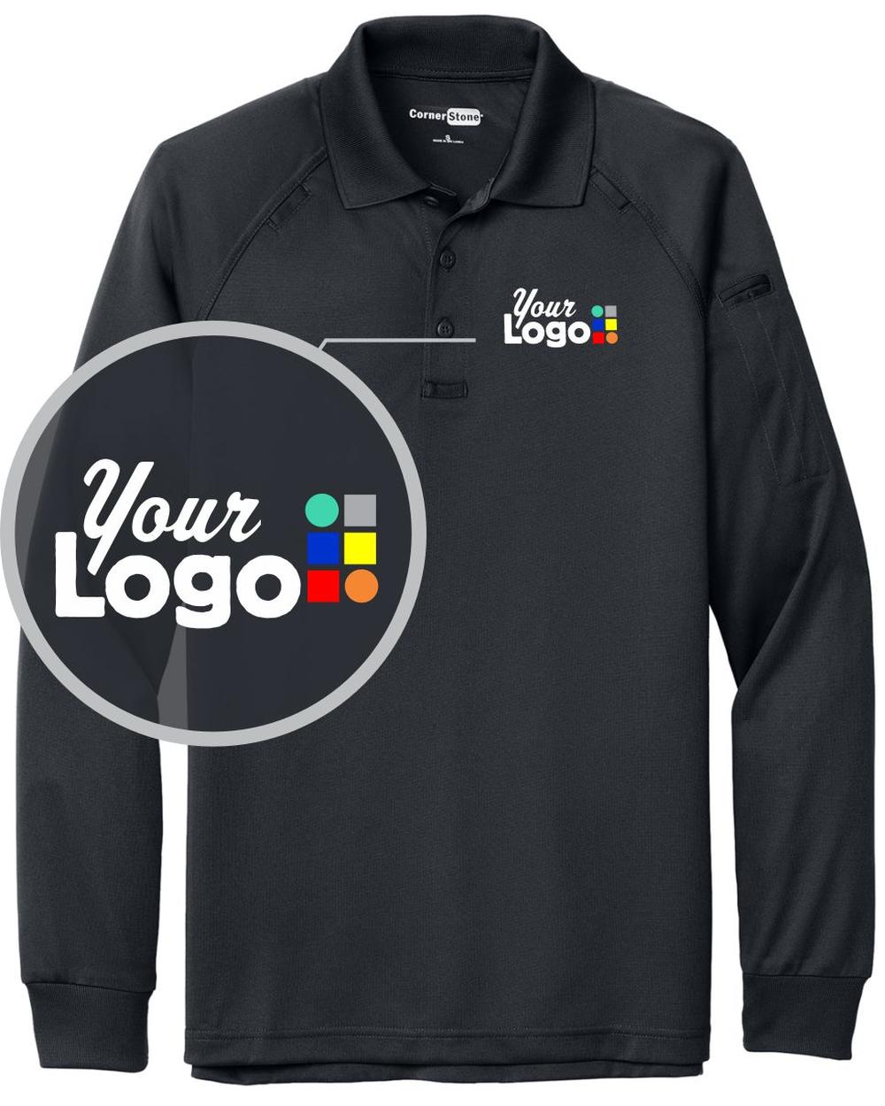 CornerStone L/S Select Snag-Proof Tactical Custom Golf Shirt, color: Charcoal