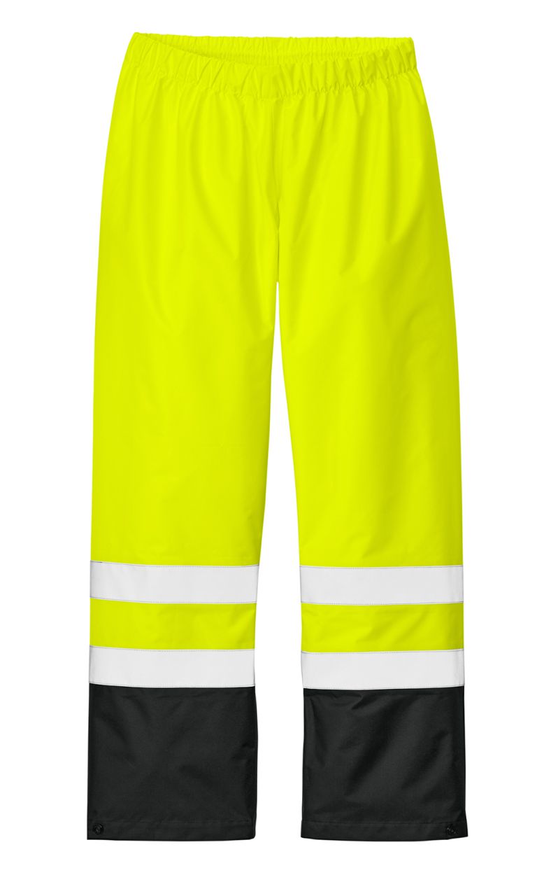 CornerStone Hi-Visibility ANSI Class-E Pull-On Rain Pant, color: Safety Yellow/Black