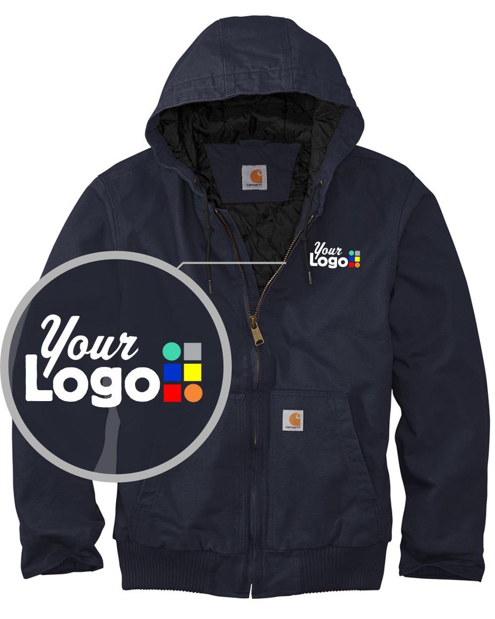 Carhartt Washed Duck Active Hooded Custom Jacket, color: Navy