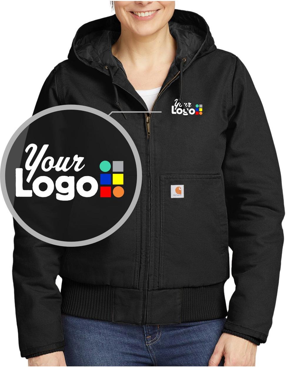 Carhartt Washed Duck Active Hooded Custom Jacket, color: Black