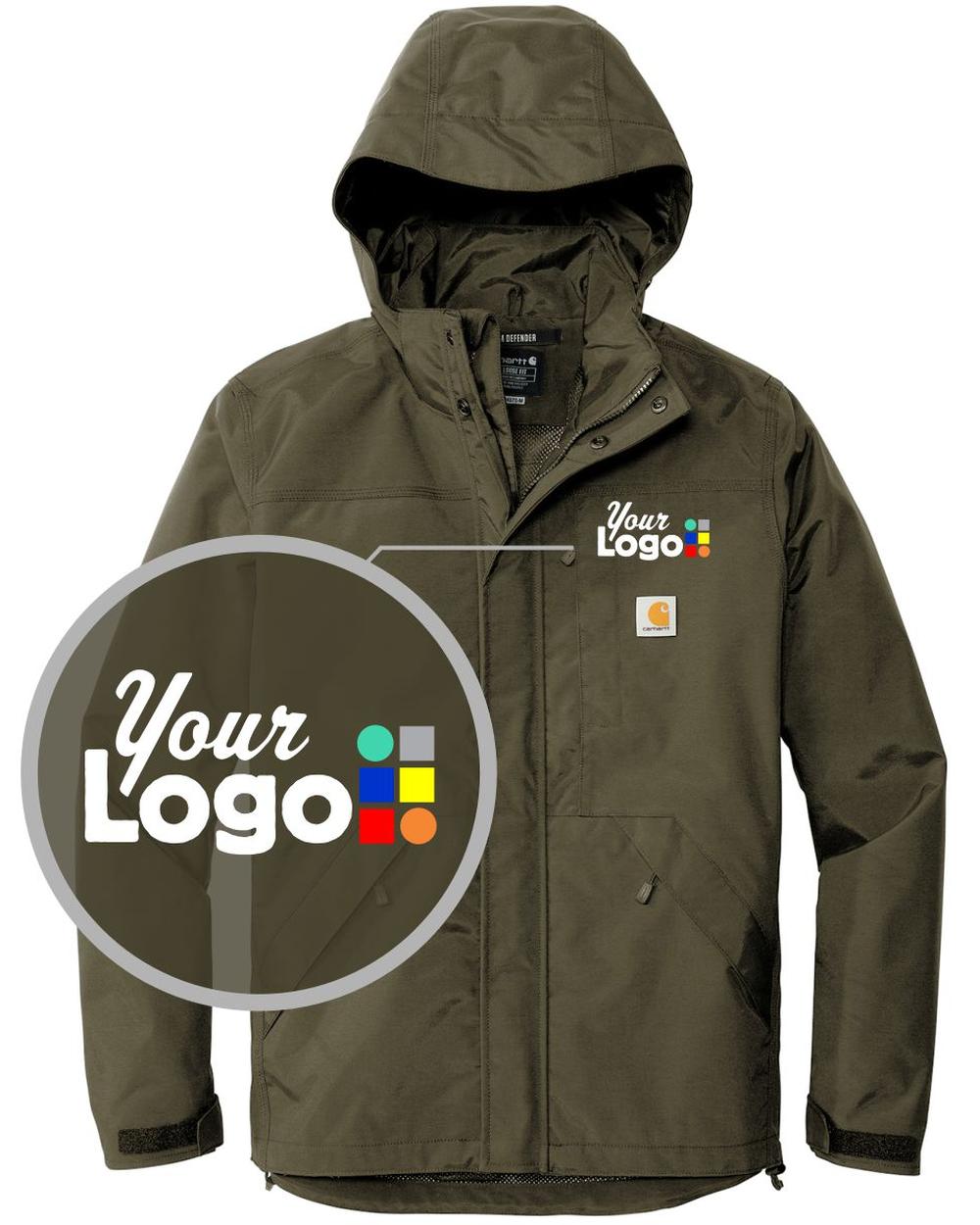 Carhartt Storm Defender Shoreline Hooded Custom Jacket, color: Moss