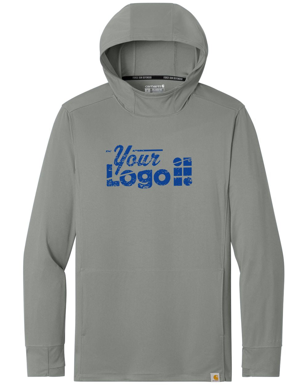 Carhartt L/S Force Sun Defender Hooded Custom T-Shirt, color: Asphalt Grey