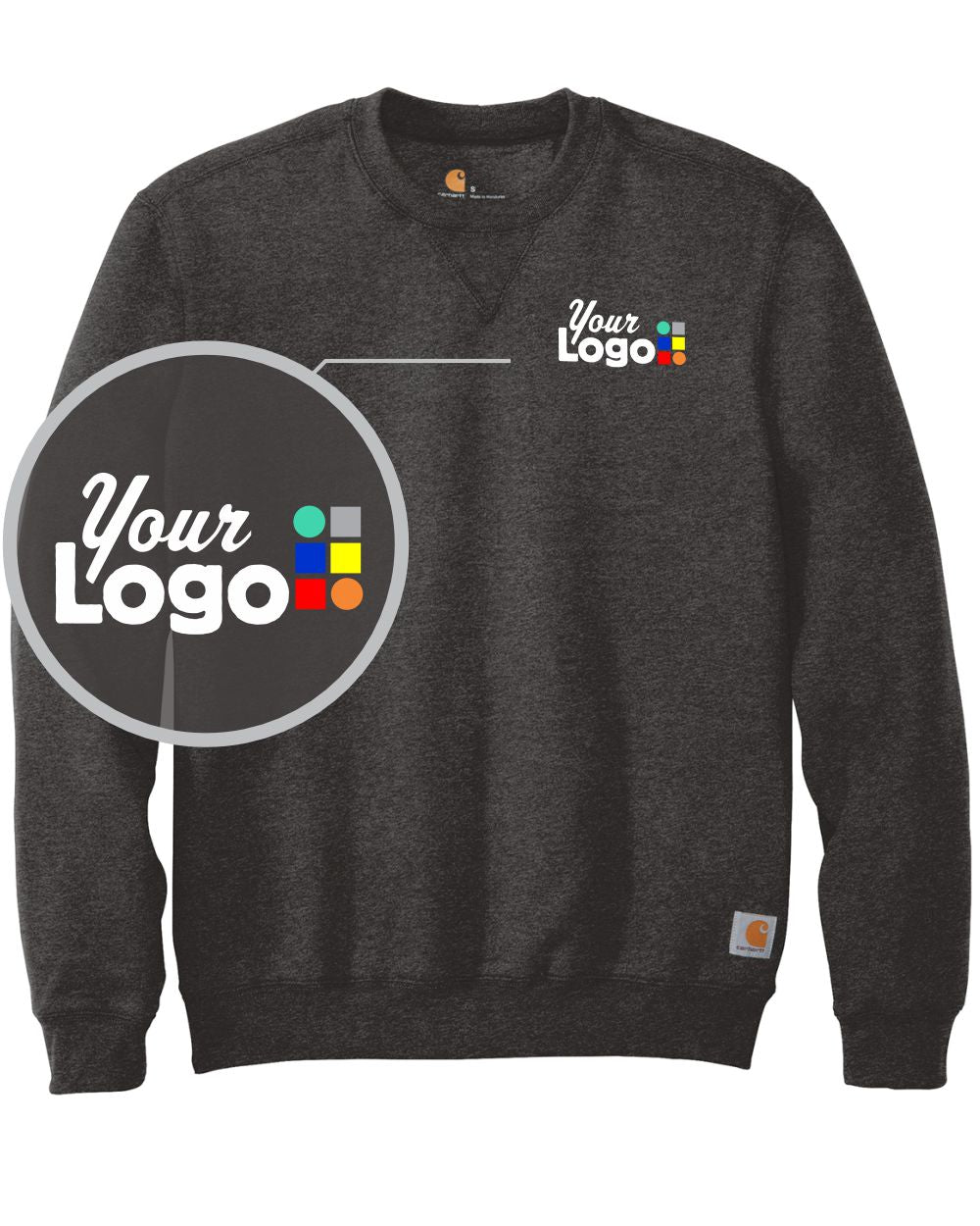 Carhartt Midweight Crewneck Custom Sweatshirt, color: Carbon Heather