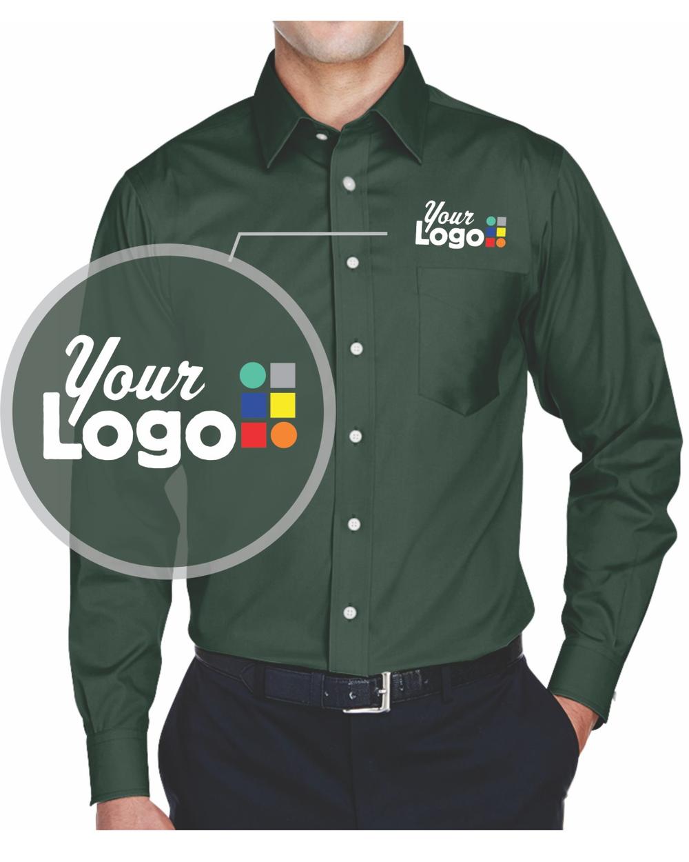 Devon & Jones L/S Crown Stretch Twill Custom Shirt, color: Forest