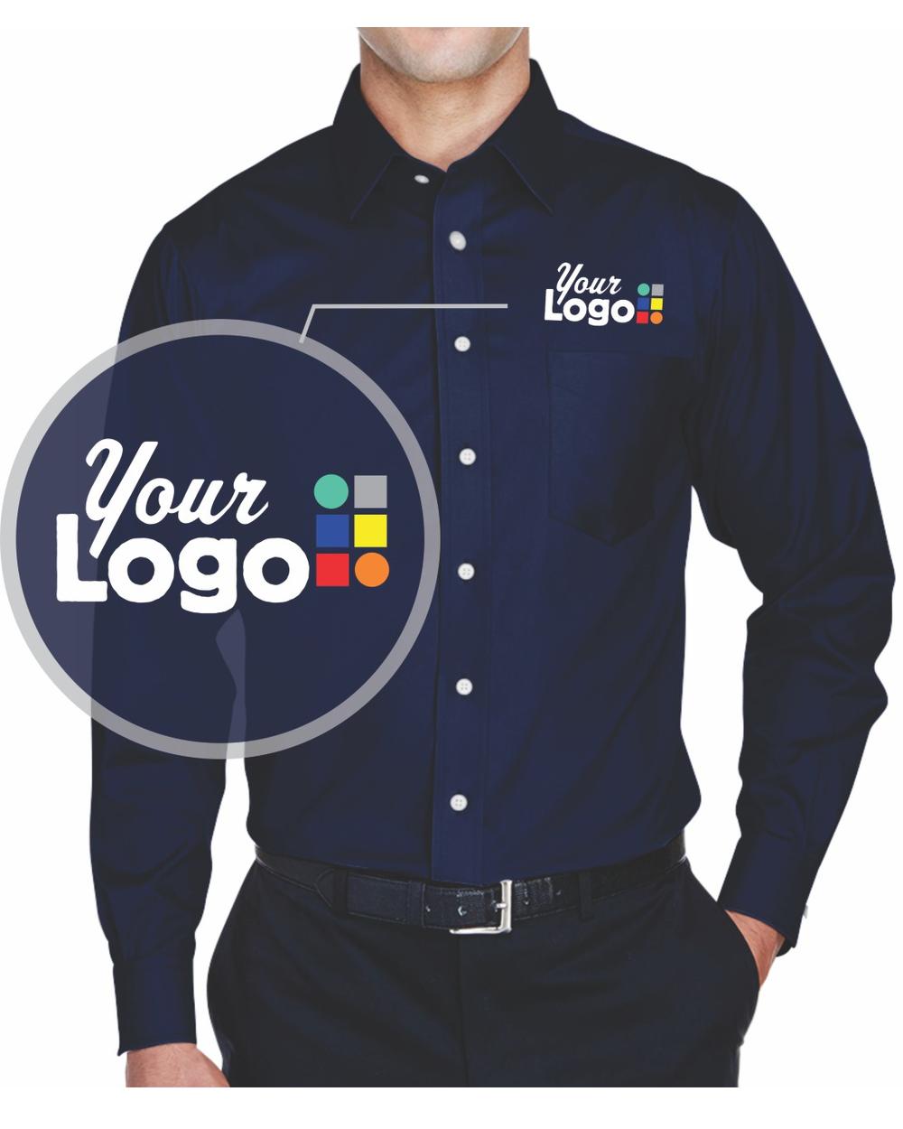 Devon & Jones L/S Crown Stretch Twill Custom Shirt, color: Navy