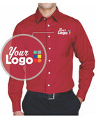 Devon & Jones L/S Crown Stretch Twill Custom Shirt, color: Red