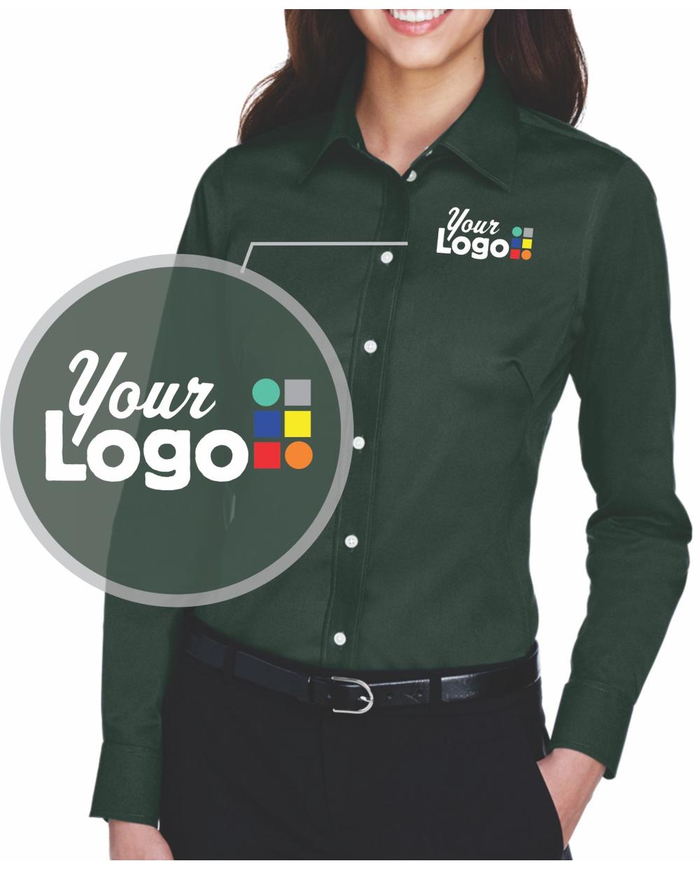 Devon & Jones L/S Crown Stretch Twill Custom Shirt, color: Forest