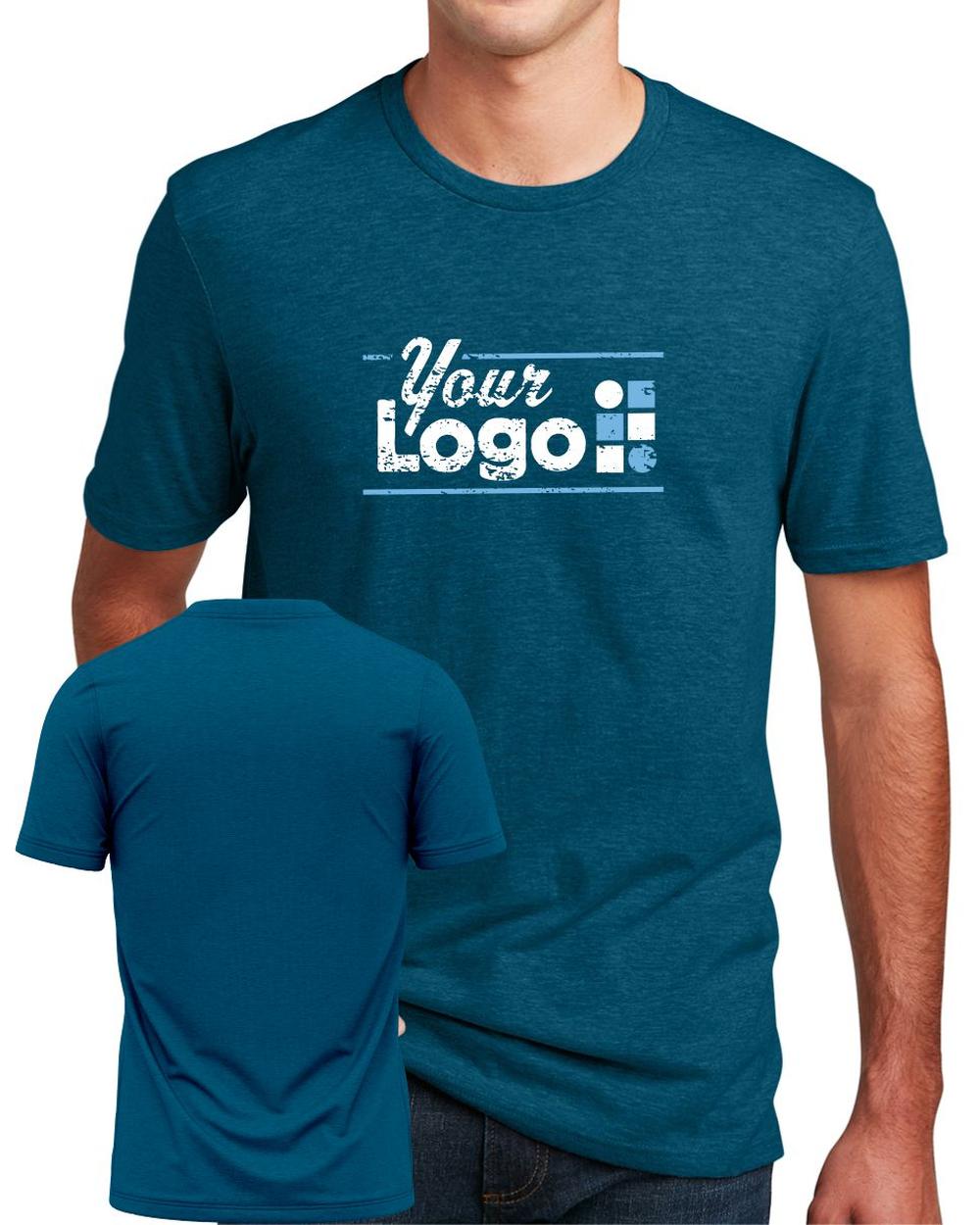 District S/S Perfect Blend CVC Custom T-Shirt, color: Deep Turquoise Fleck