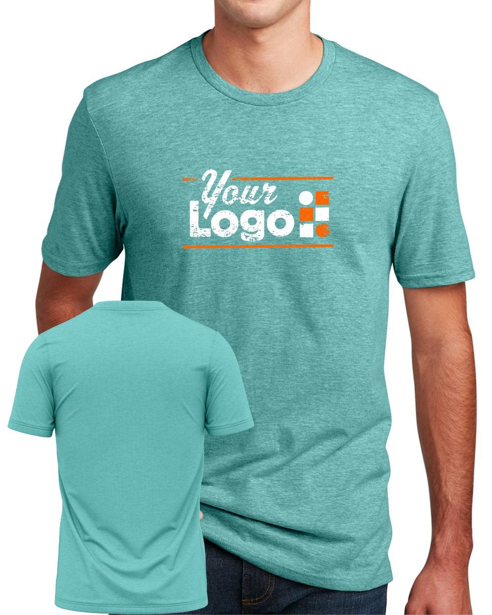 District S/S Perfect Blend CVC Custom T-Shirt, color: Heathered Eucalyptus Blue