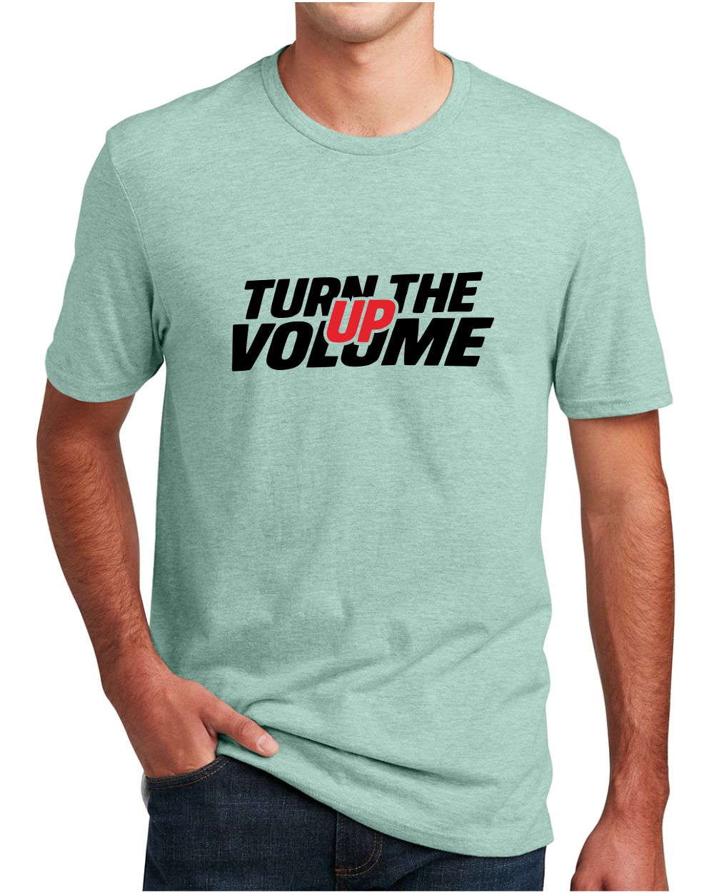 District S/S Perfect Blend Turn The Volume Up T-Shirt, color: Heathered Dusty Sage