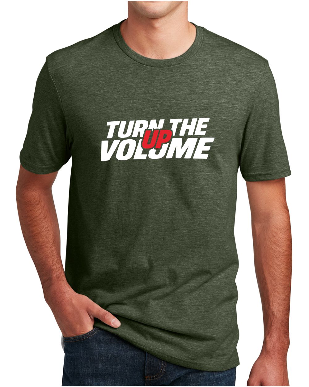 District S/S Perfect Blend Turn The Volume Up T-Shirt, color: Heathered Forest Green