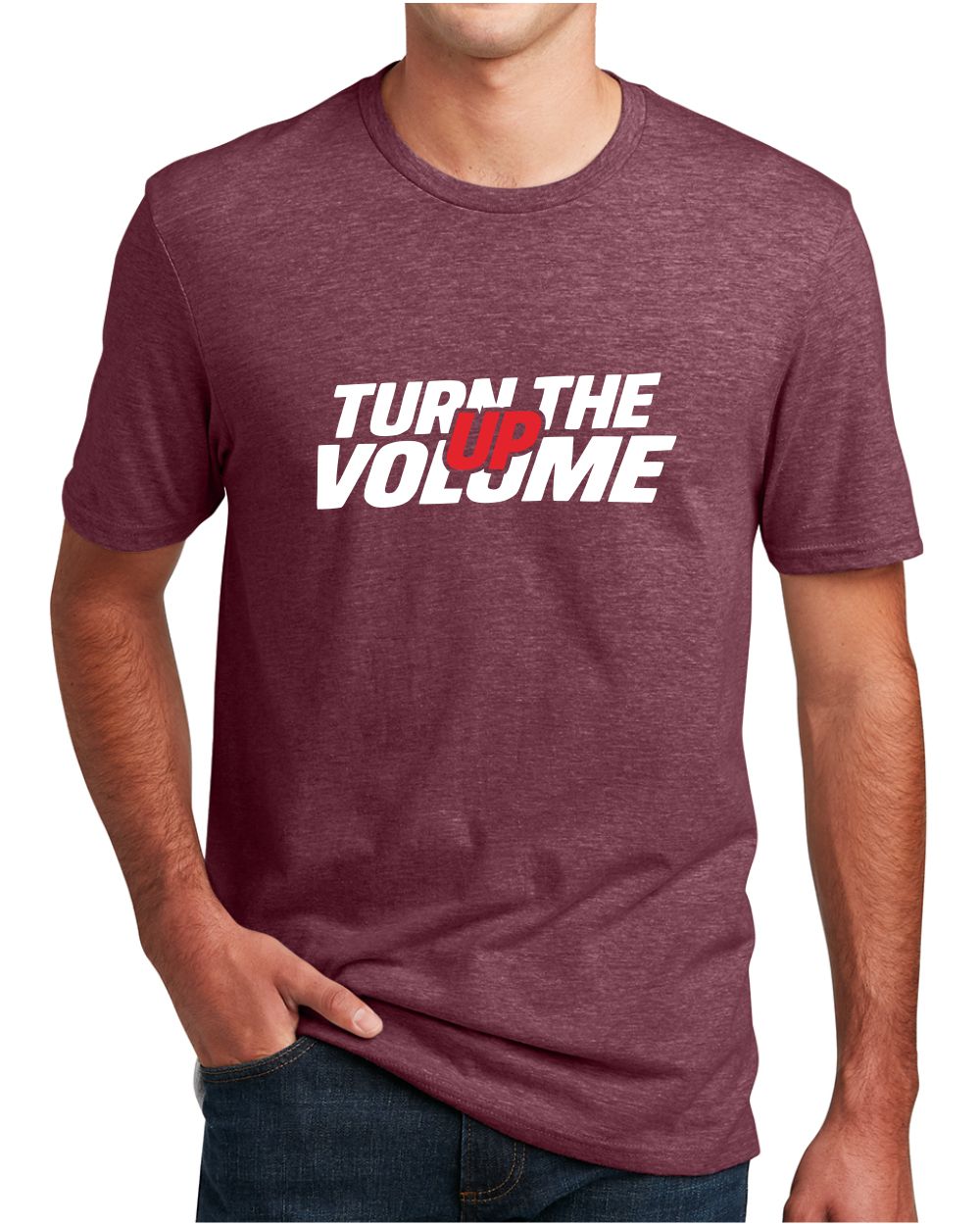 District S/S Perfect Blend Turn The Volume Up T-Shirt, color: Heathered Cardinal
