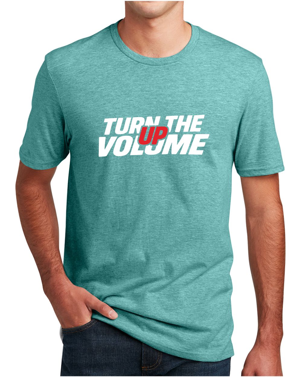 District S/S Perfect Blend Turn The Volume Up T-Shirt, color: Heathered Eucalyptus Blue