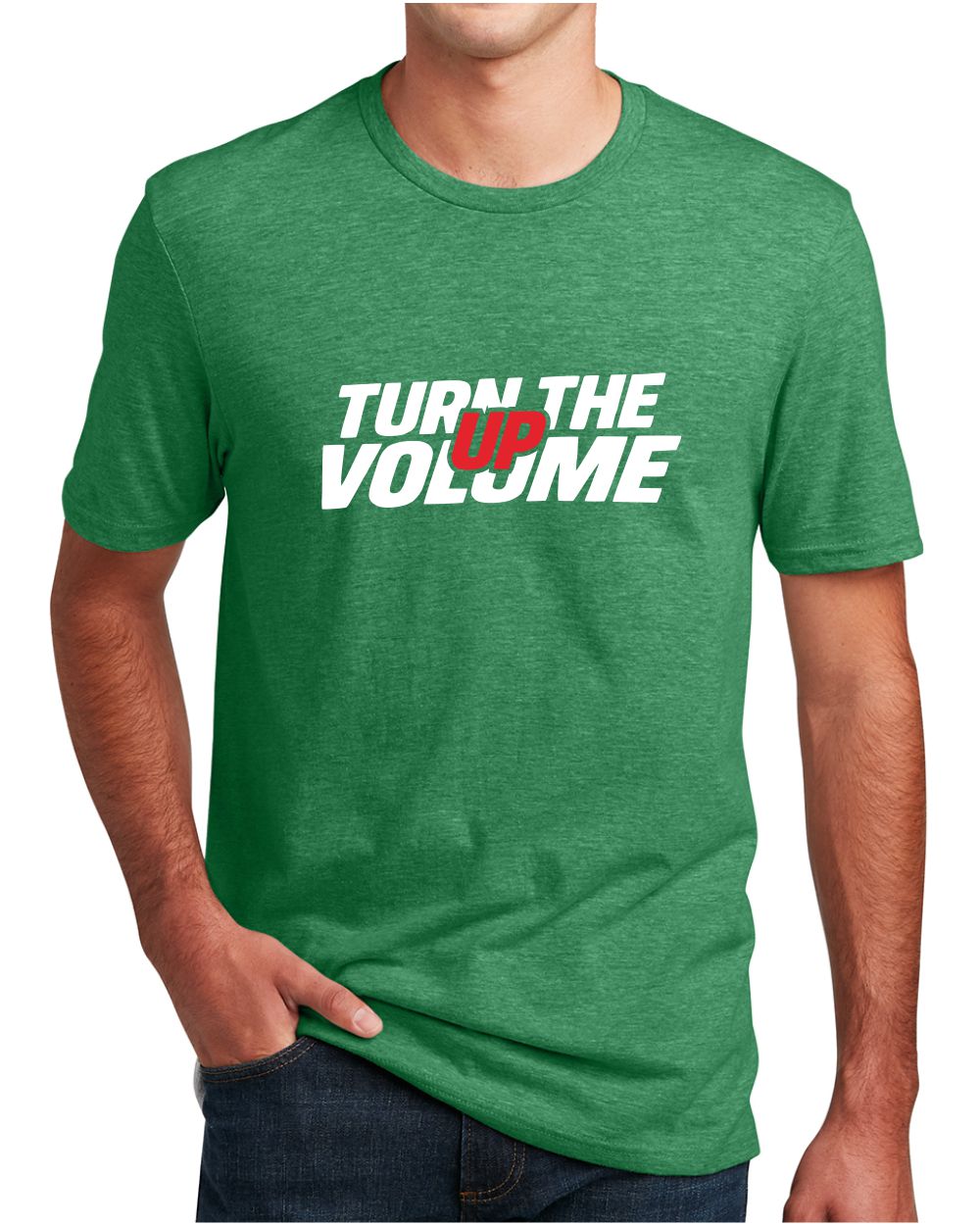 District S/S Perfect Blend Turn The Volume Up T-Shirt, color: Heathered Kelly Green