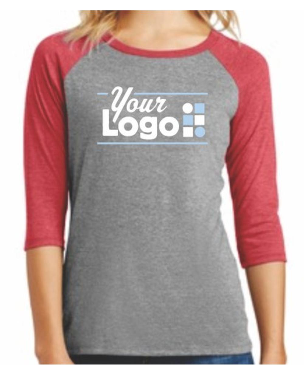 District 3/4 Perfect Tri Raglan Custom T-Shirt, color: Red Frost/Grey Frost