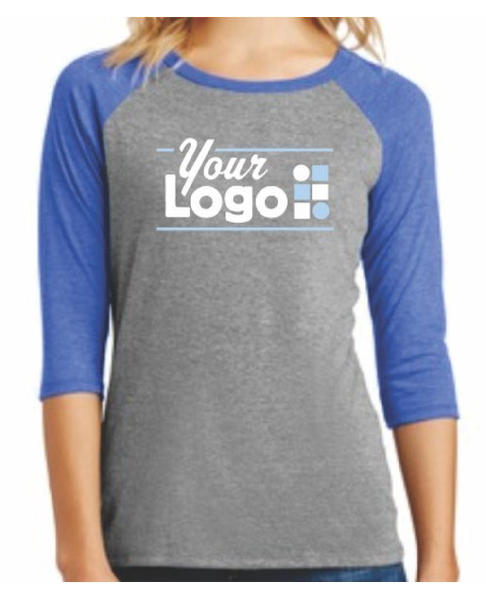 District 3/4 Perfect Tri Raglan Custom T-Shirt, color: Royal Frost/Grey Frost