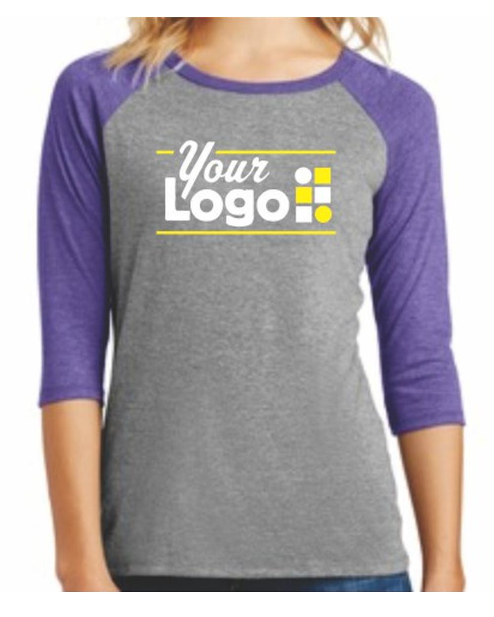 District 3/4 Perfect Tri Raglan Custom T-Shirt, color: Purple Frost/Grey Frost