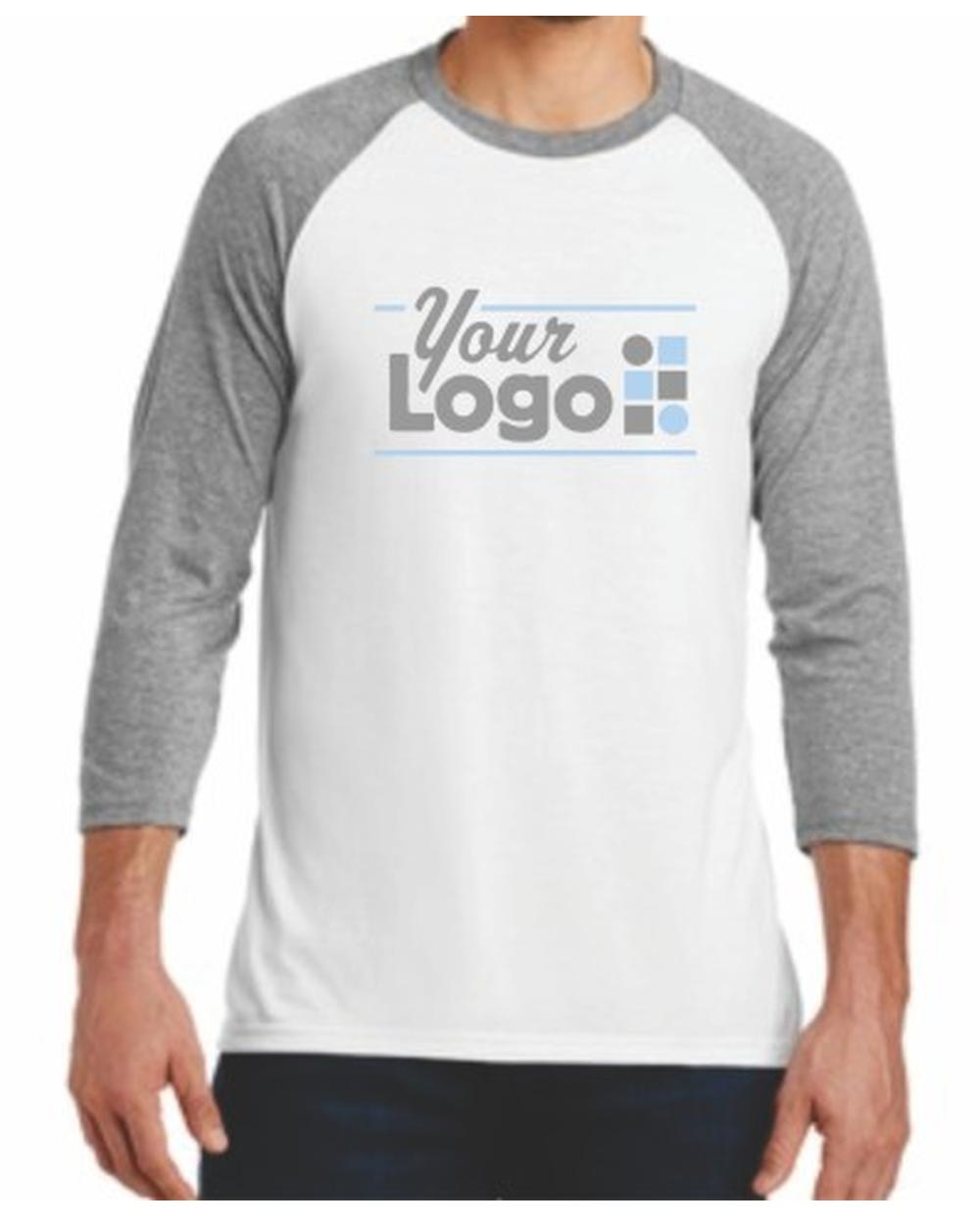 District 3/4 Perfect Tri Raglan Custom T-Shirt, color: Grey Frost/White