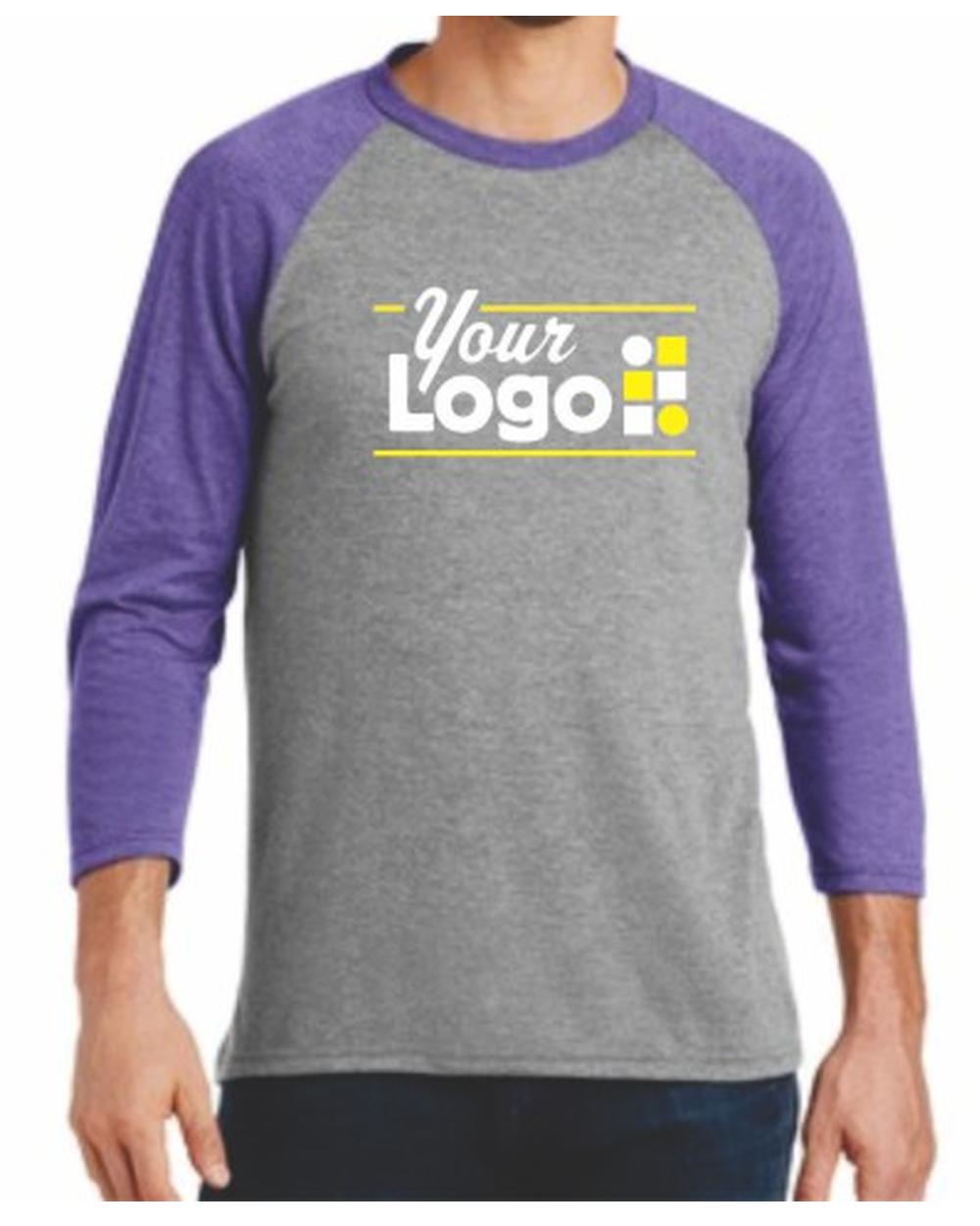 District 3/4 Perfect Tri Raglan Custom T-Shirt, color: Purple Frost/Grey Frost
