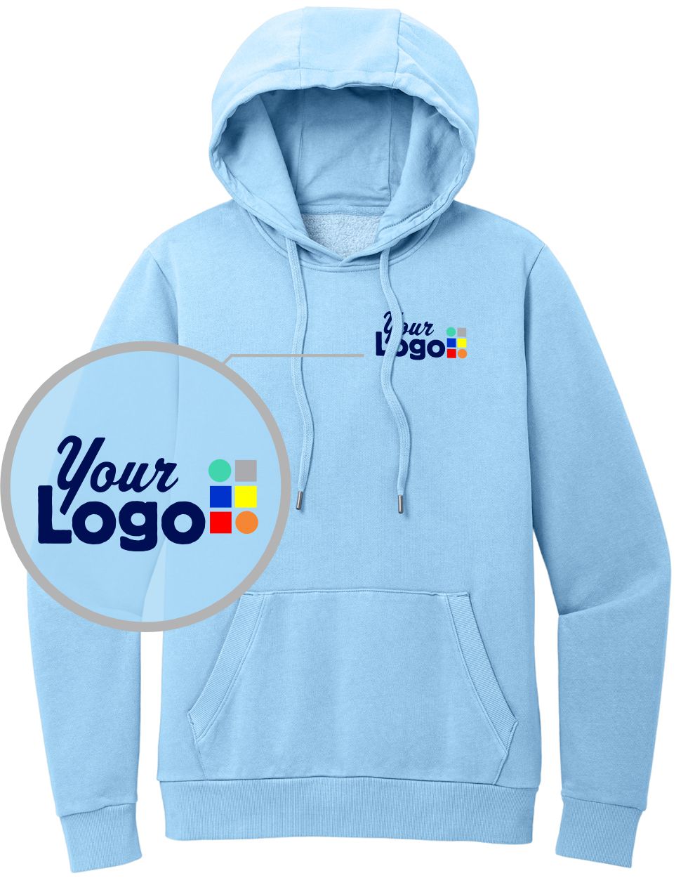 District Wash Fleece Custom Hoodie, color: Heritage Blue