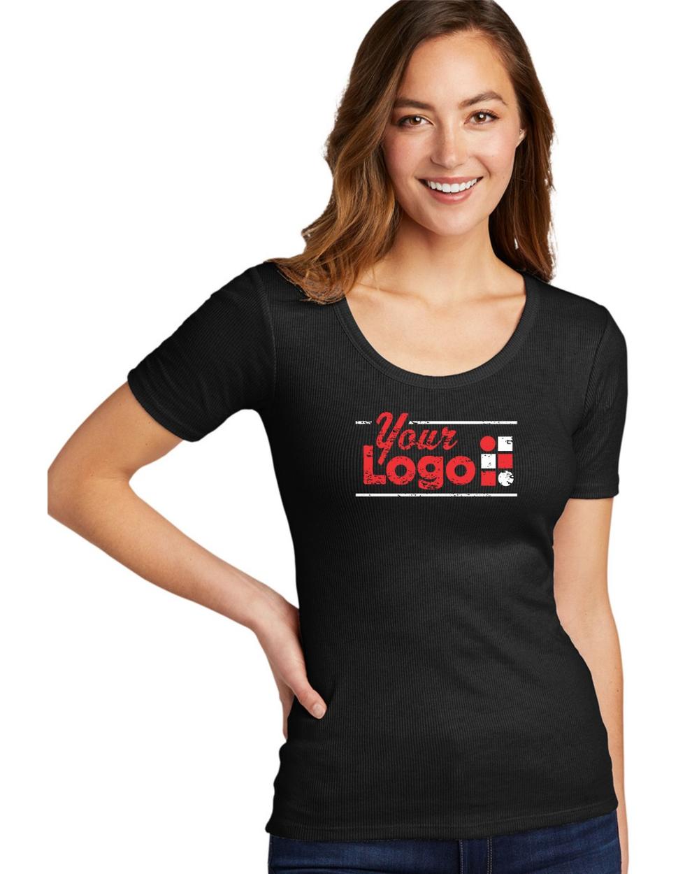 District Women's S/S VIT Rip Scoop Neck Custom T-Shirt, color: Black