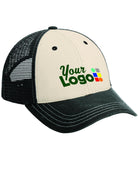 District Tri-Tone MeshBack Custom Cap, color: Sandstone/Charcoal/Black