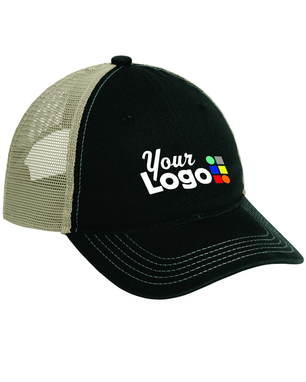 District Super Soft MeshBack Custom Cap, color: Black/Khaki