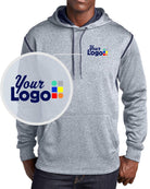 Sport-Tek Tech Fleece Custom Hoodie, color: Grey Heather/True Navy