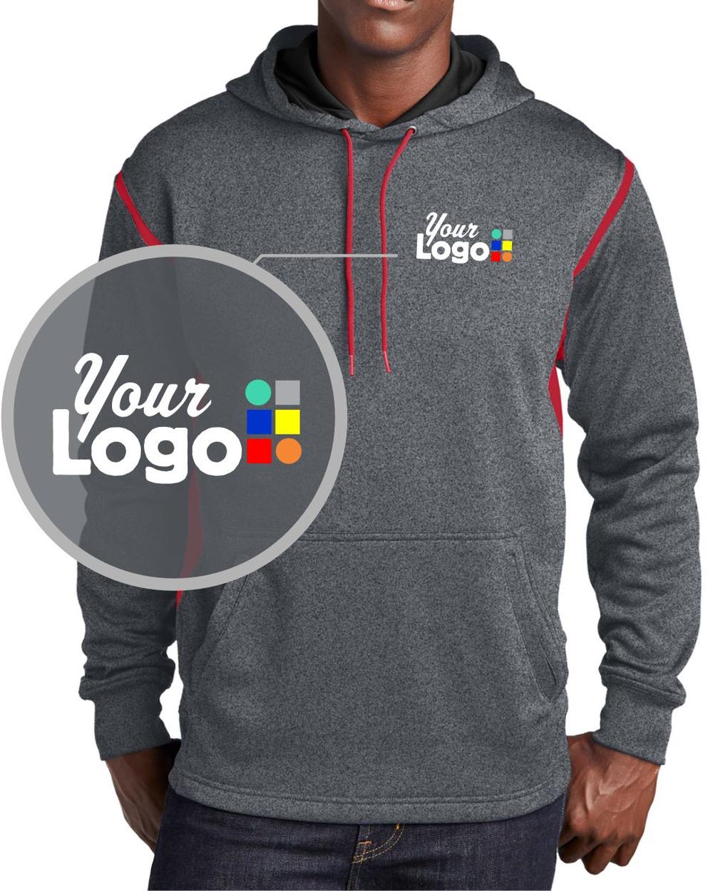 Sport-Tek Tech Fleece Custom Hoodie, color: Graphite Heather/True Red