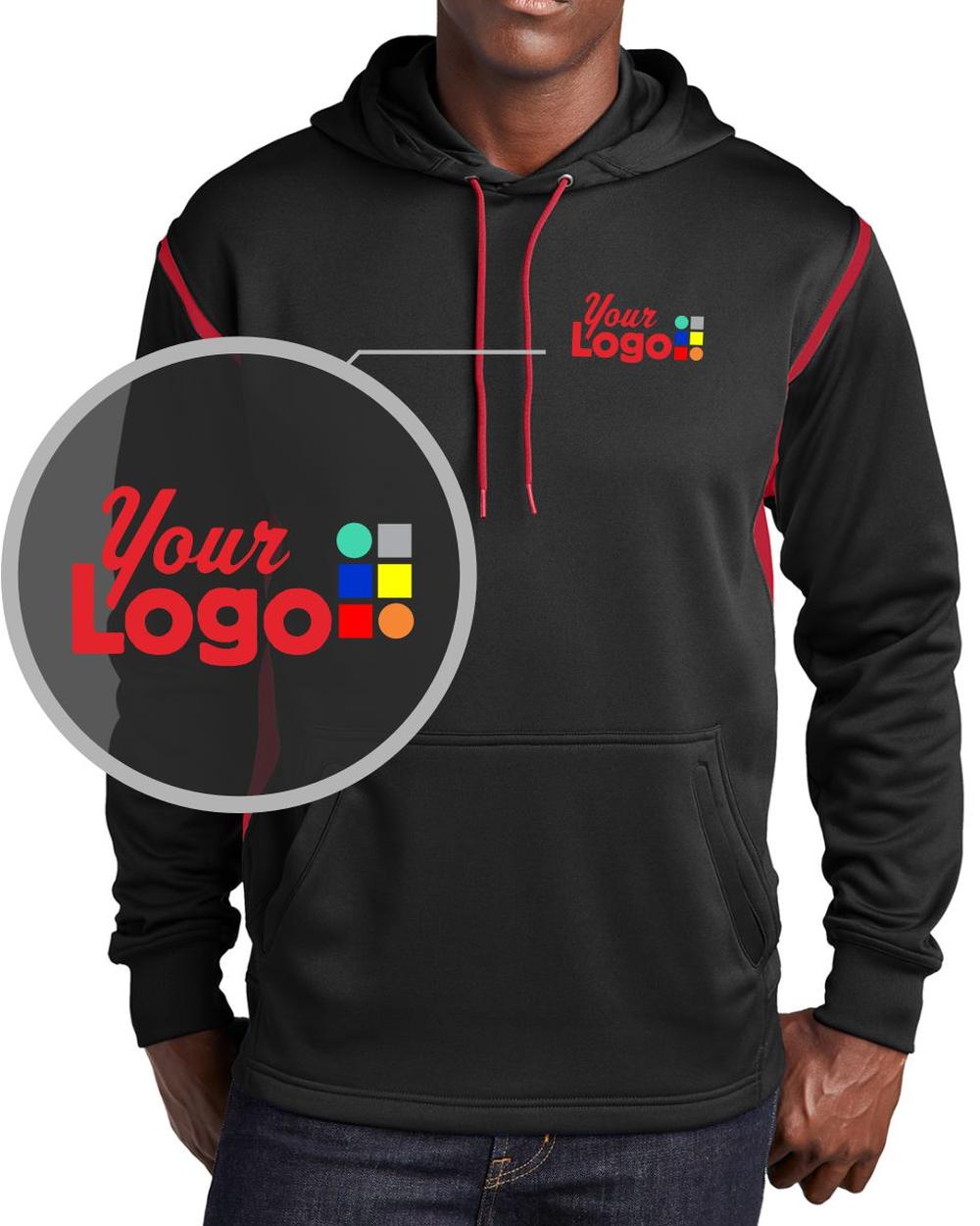 Sport-Tek Tech Fleece Custom Hoodie, color: Black/True Red