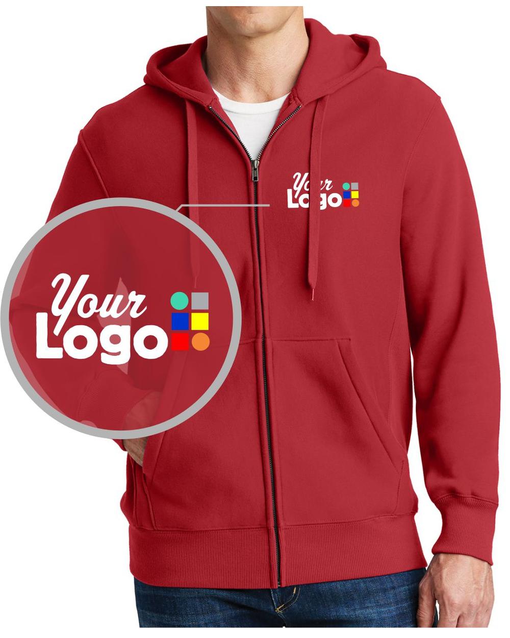 Sport-Tek Super HeavyWeight Full-Zip Custom Hoodie, color: Red