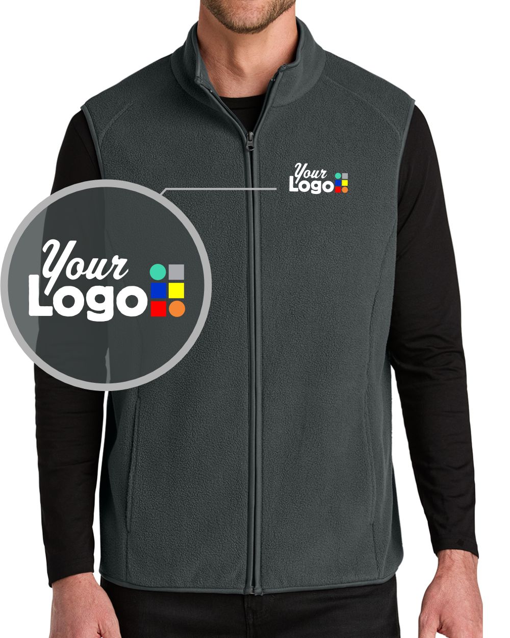 Port Authority C-FREE Fleece Custom Vest, color: Grey Steel