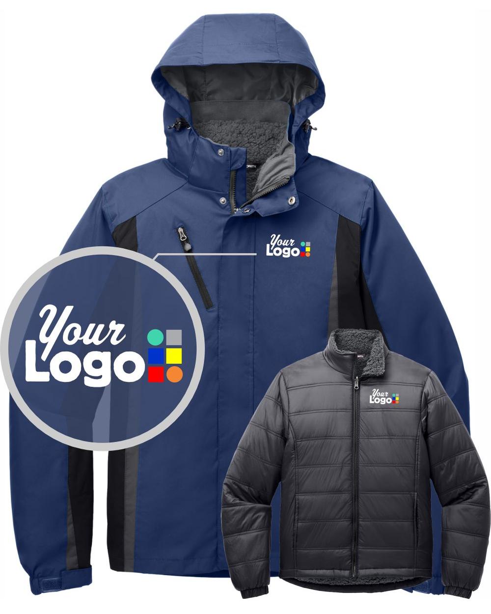 Port Authority ColorBlock 3-in-1 Custom Jacket, color: Admiral Blue/Black/Magnet Grey