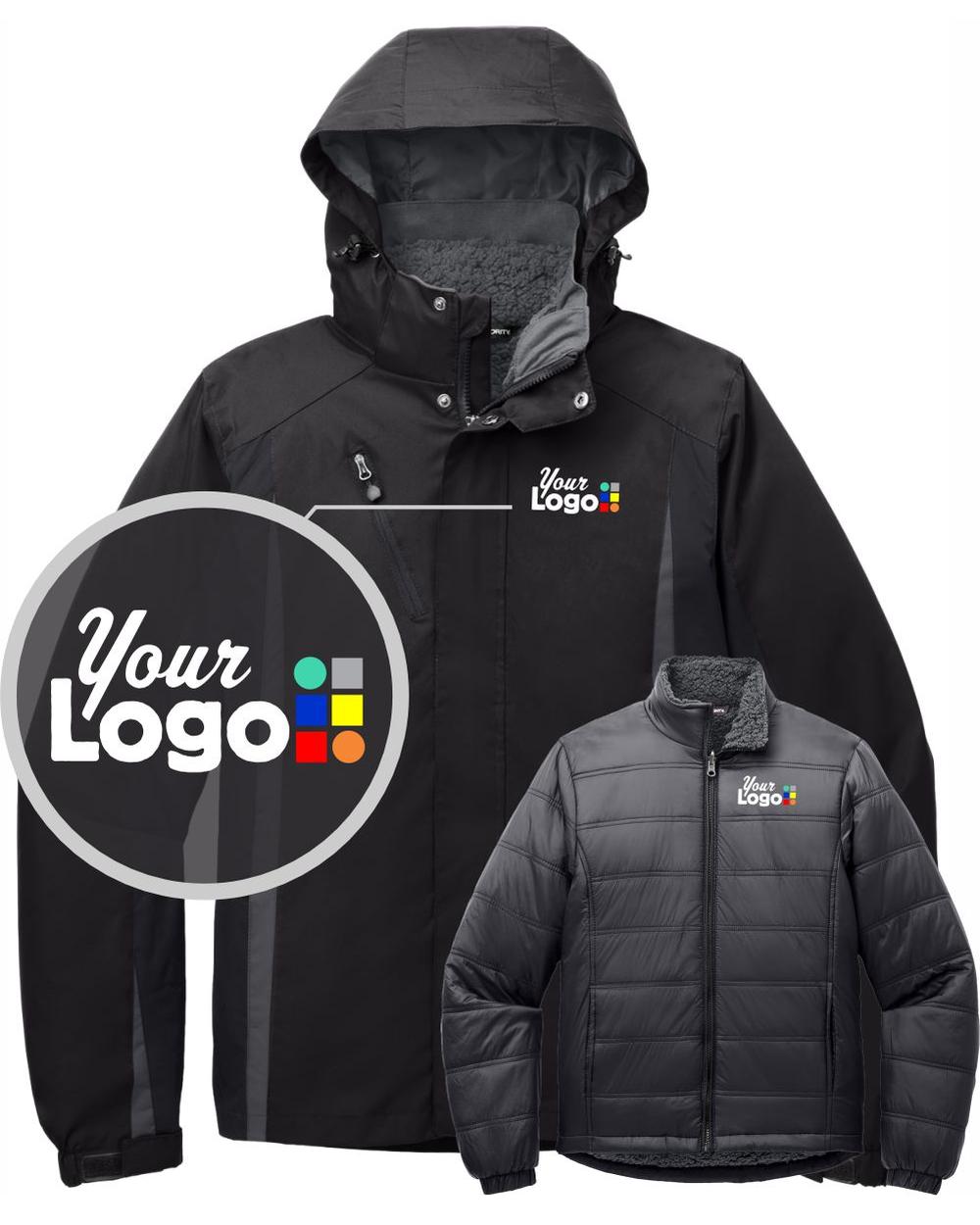 Port Authority ColorBlock 3-in-1 Custom Jacket, color: Black/Black/Magnet Grey