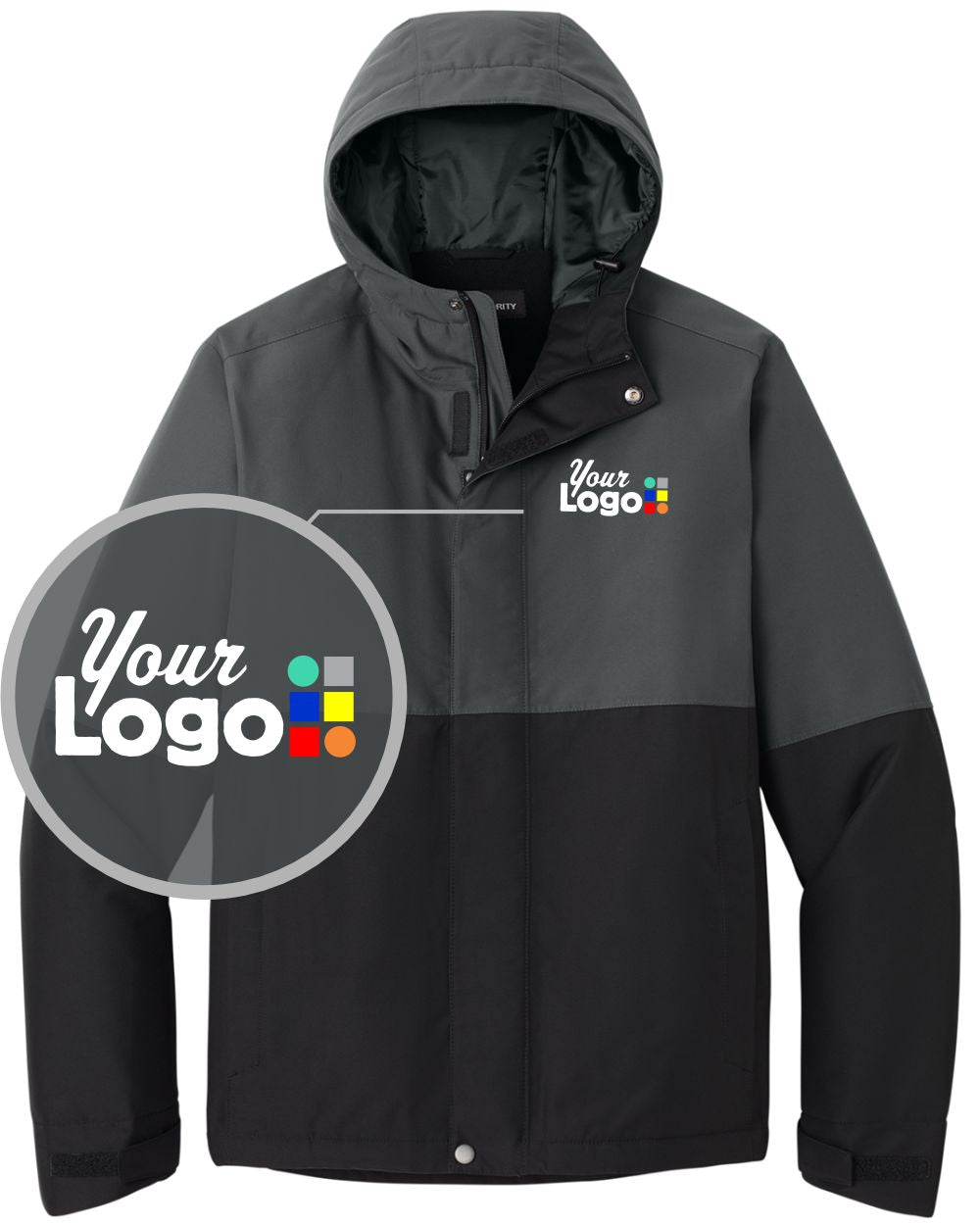 Port Authority Insulated Heavy Ripstop Custom Jacket, color: Grey Steel/Deep Black