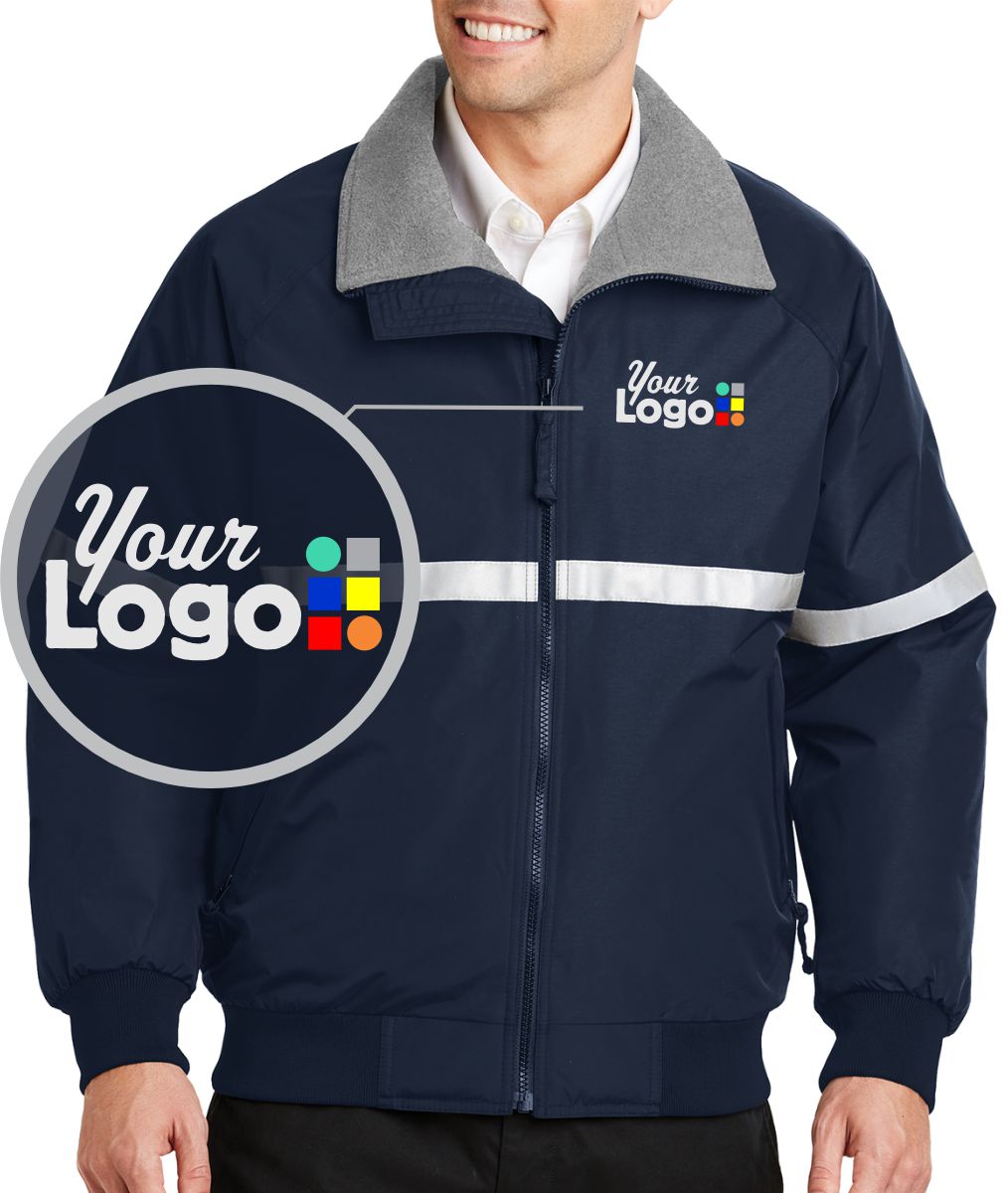 Port Authority Challenger Reflective Tape Custom Jacket, color: Navy