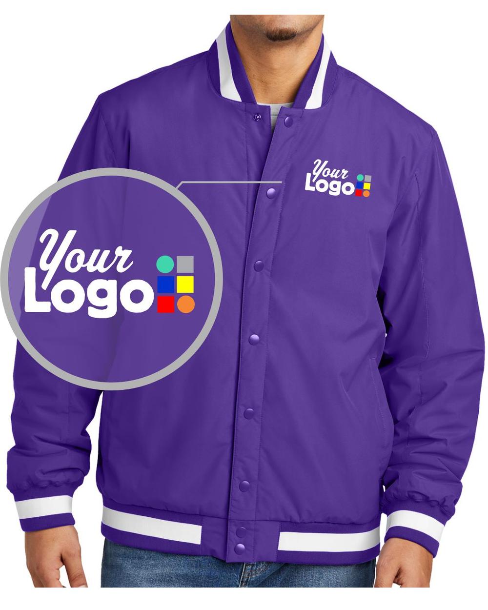Sport-Tek Insulated Varsity Custom Jacket, color: Purple