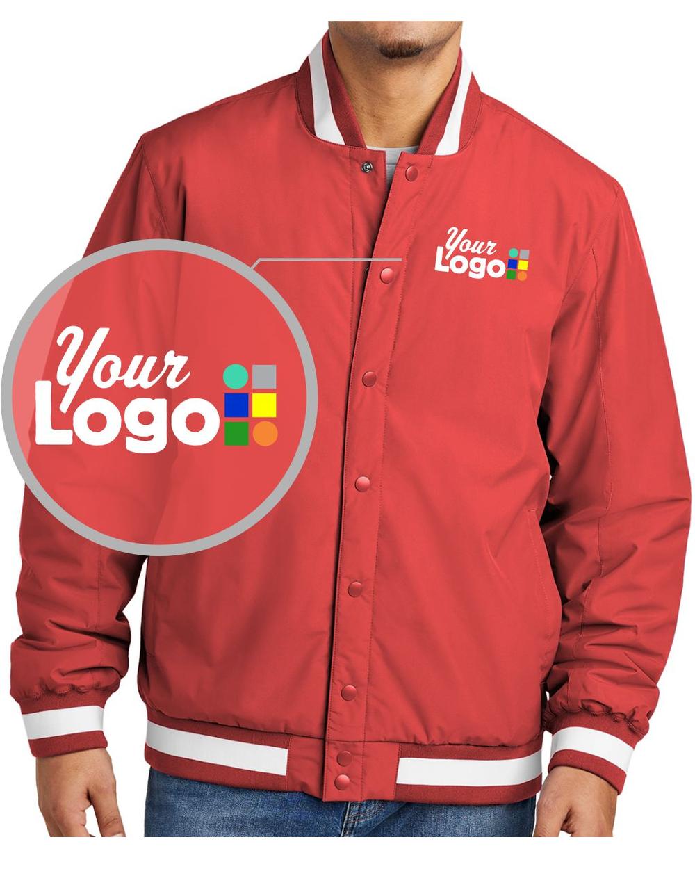Sport-Tek Insulated Varsity Custom Jacket, color: Deep Red