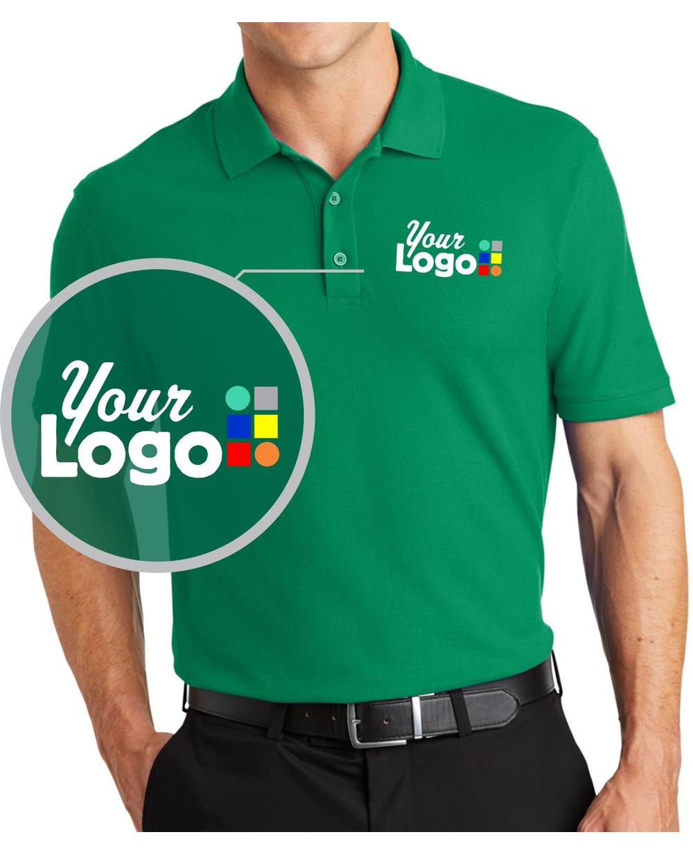 Port Authority S/S Core Classic Pique Custom Golf Shirt, color: Bright Kelly Green