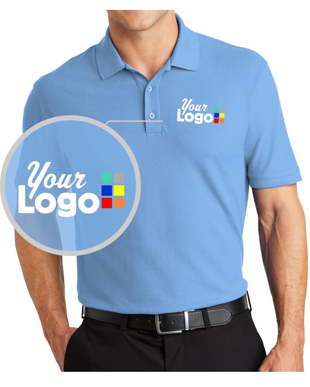 Port Authority S/S Core Classic Pique Custom Golf Shirt, color: Carolina Blue