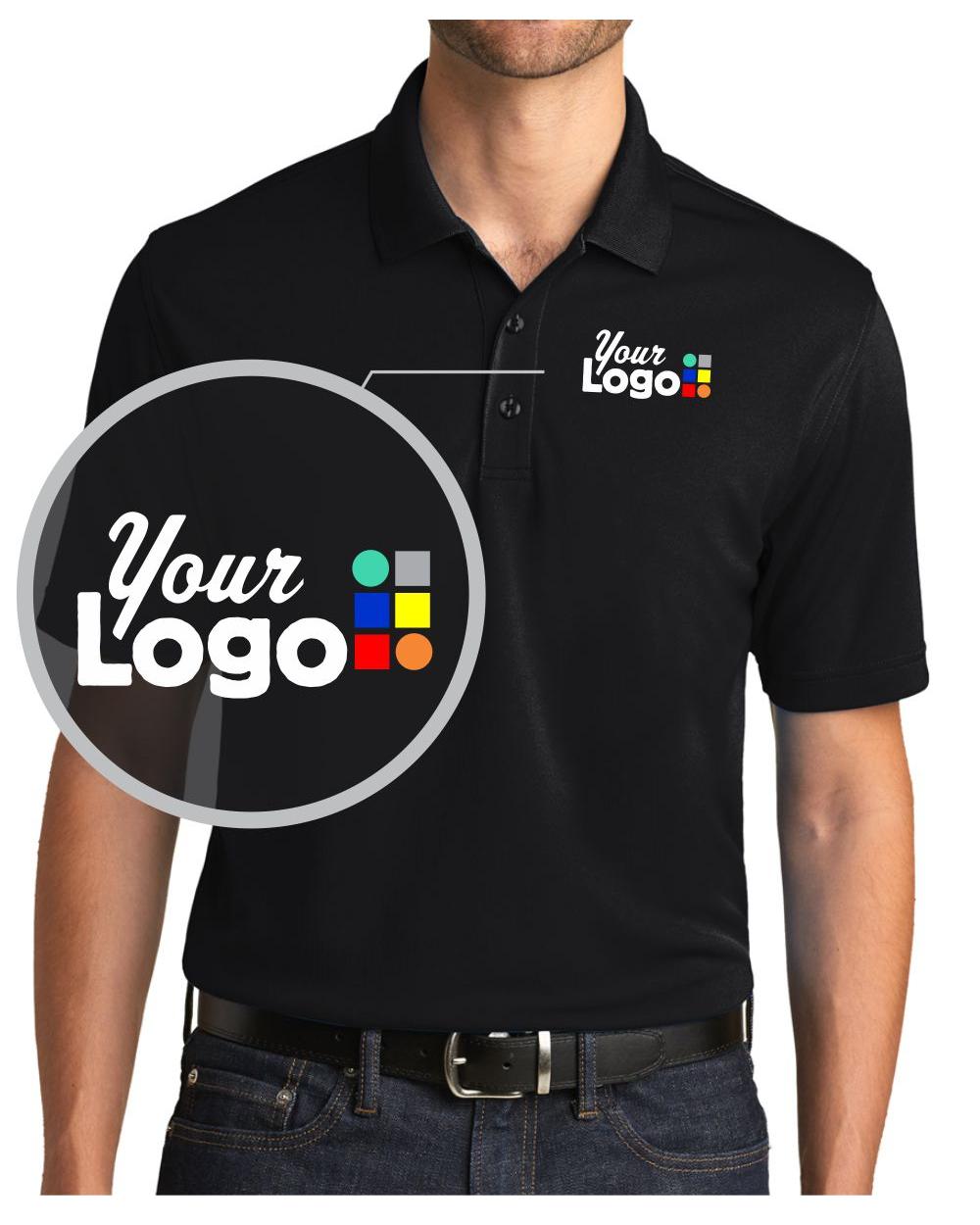 Port Authority S/S DryZone UV MicroMesh Custom Golf Shirt, color: Deep Black