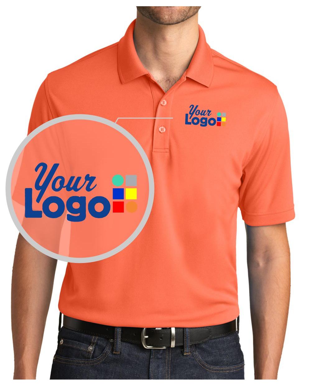 Port Authority S/S DryZone UV MicroMesh Custom Golf Shirt, color: Coral Splash