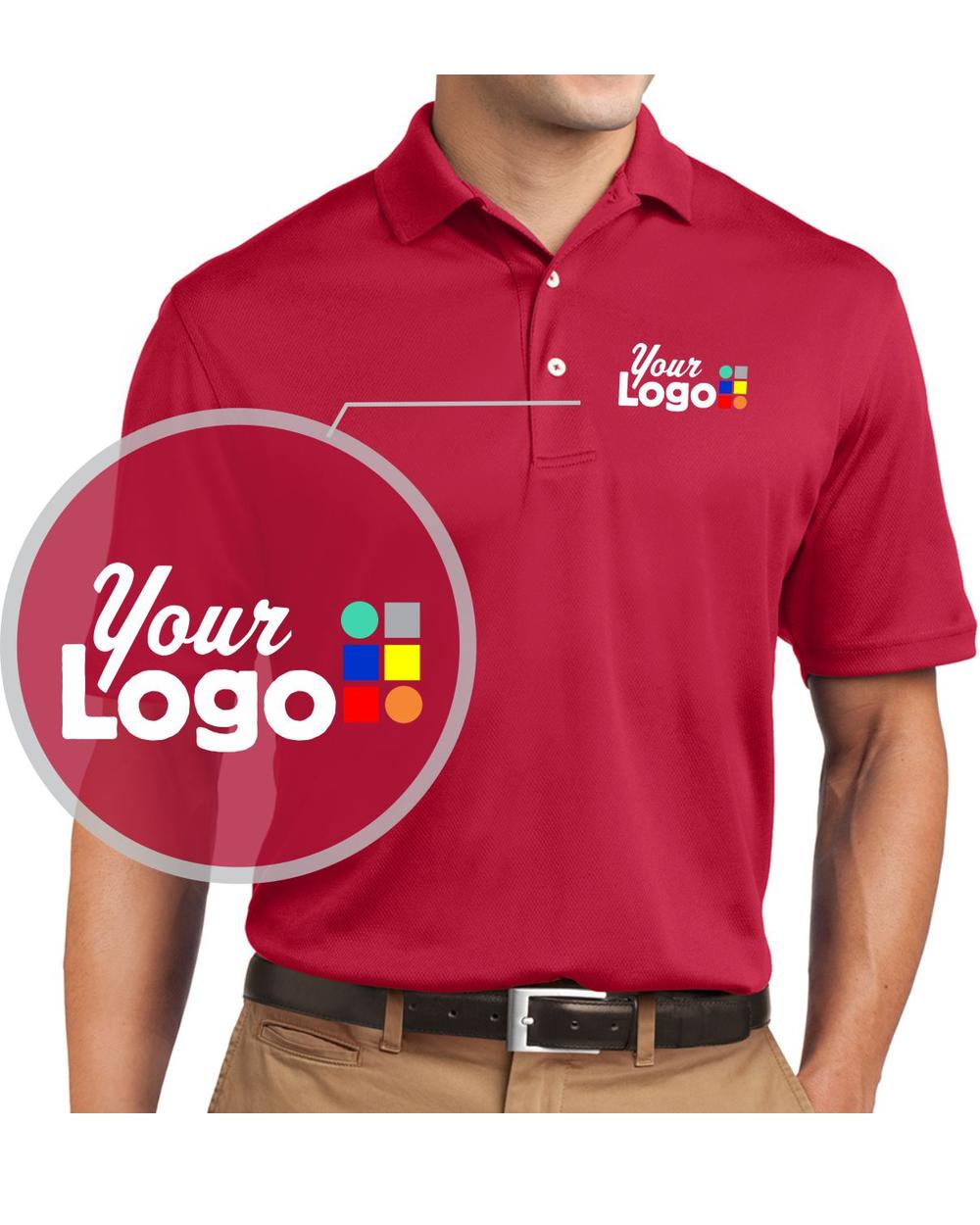 Sport-Tek S/S Dri-Mesh Custom Golf Shirt, color: Red