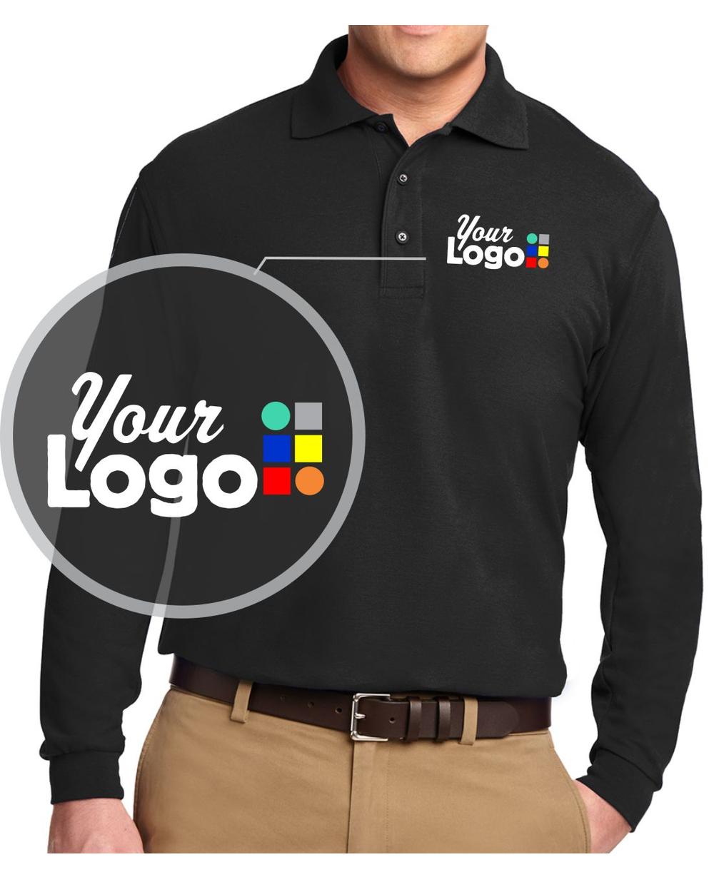 Port Authority L/S Silk-Touch Custom Golf Shirt, color: Black