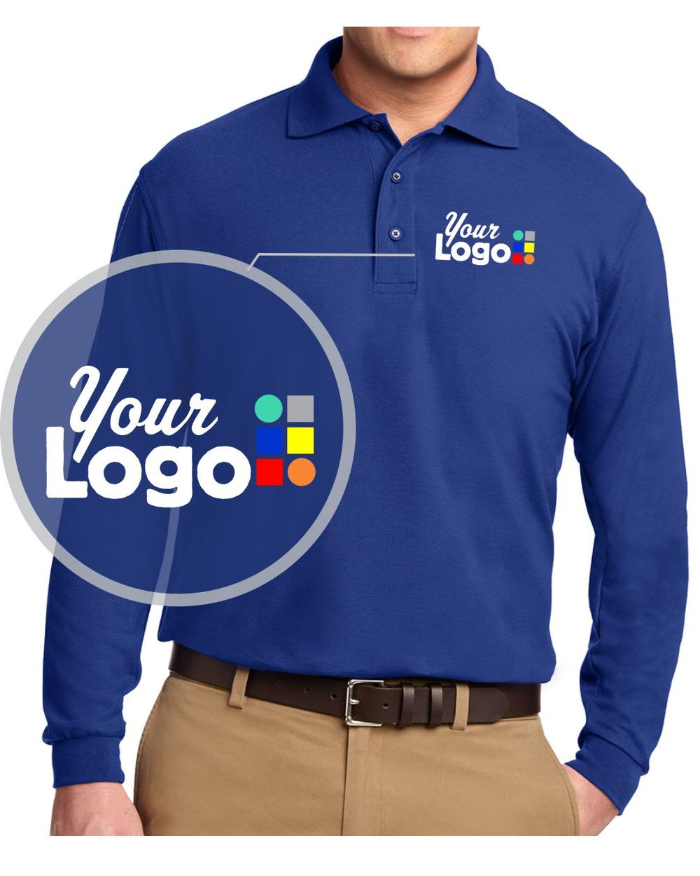 Port Authority L/S Silk-Touch Custom Golf Shirt, color: Royal