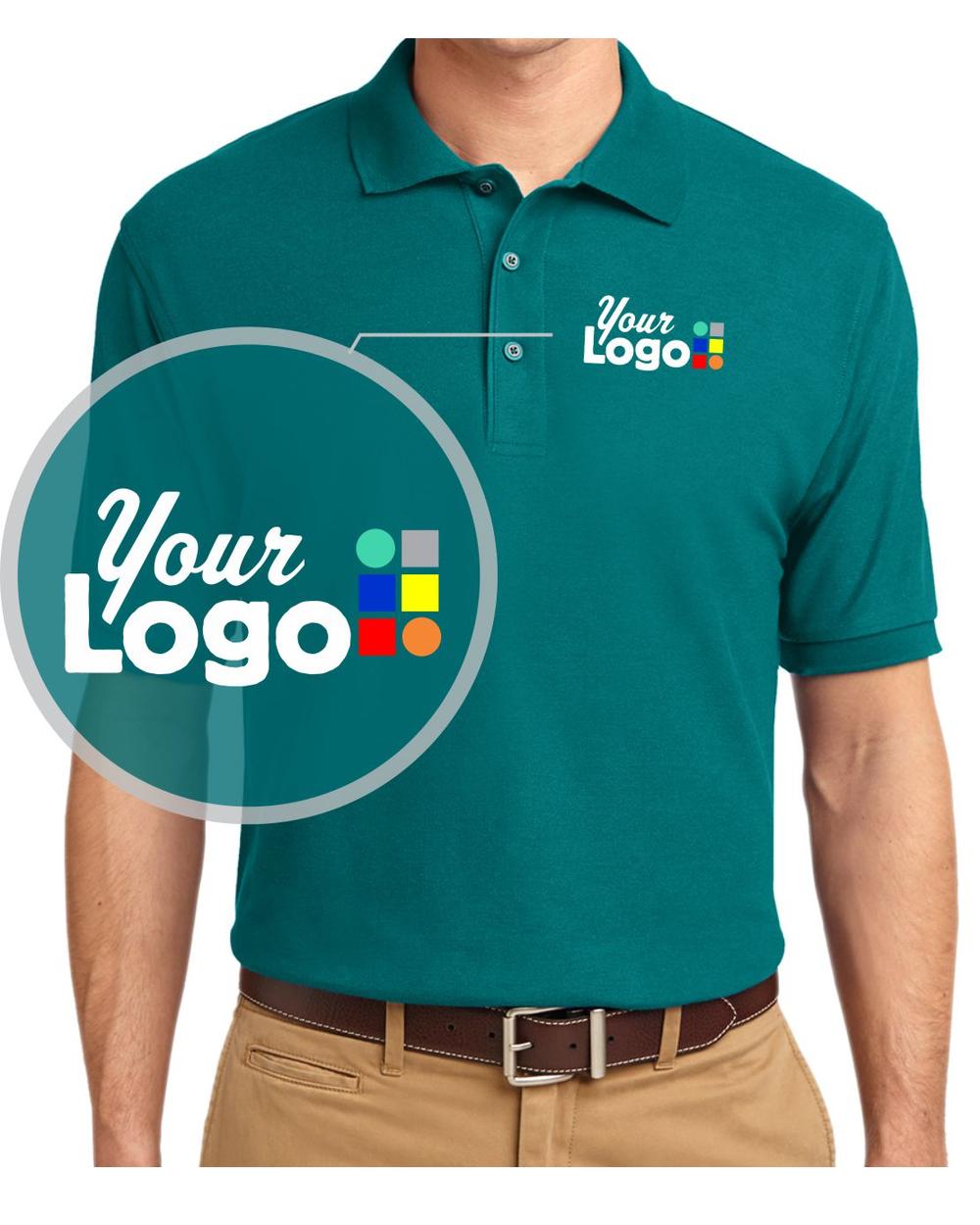 Port Authority S/S Silk-Touch Custom Golf Shirt, color: Teal Green