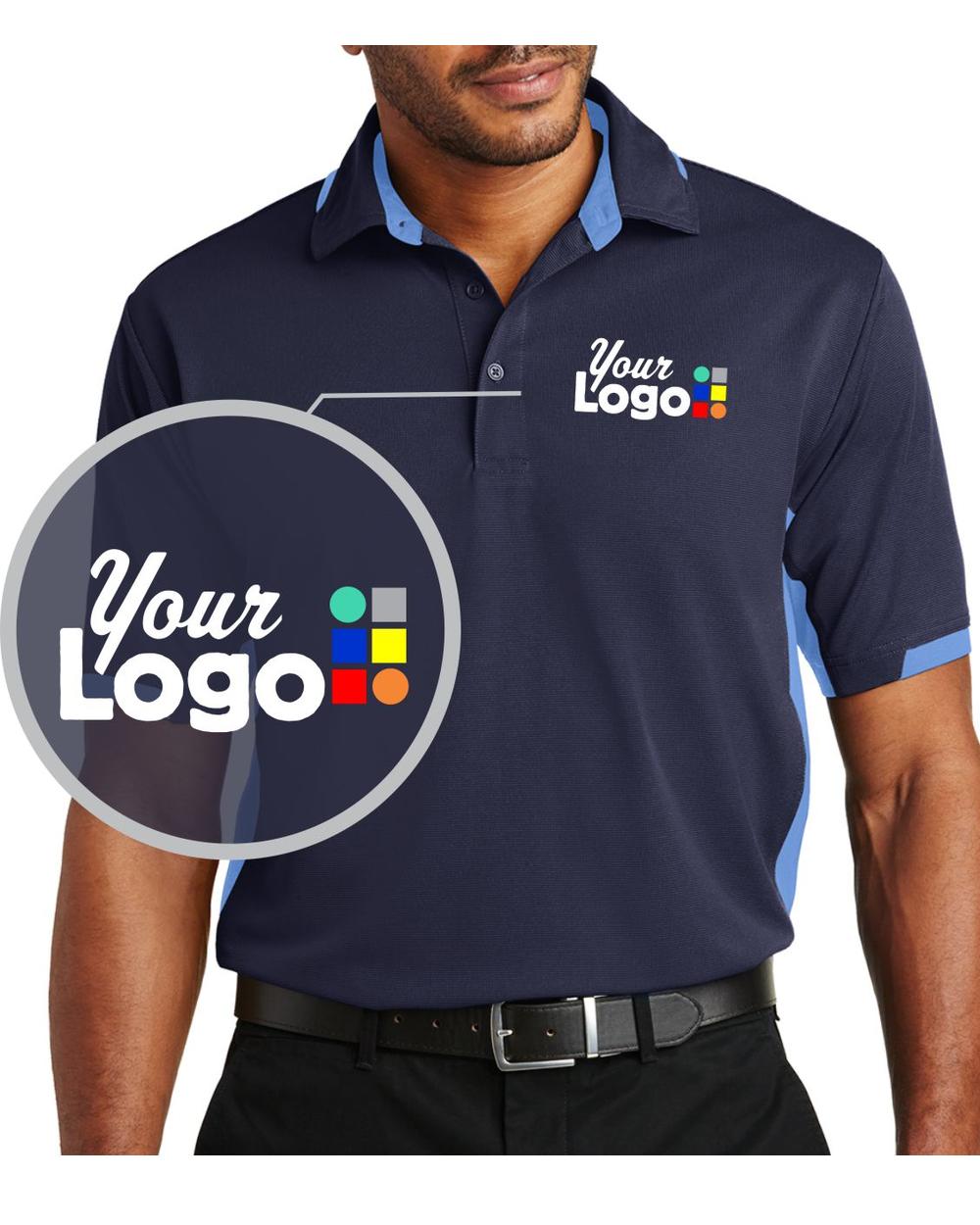 Port Authority S/S ColorBlock Ottoman Custom Golf Shirt, color: Navy/Blue Lake