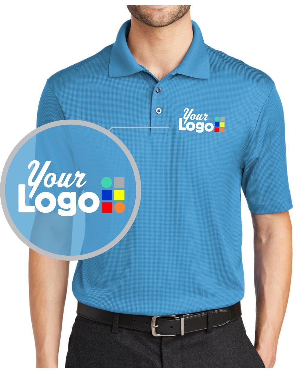 Port Authority S/S Fine Jacquard Custom Golf Shirt, color: Ocean Blue